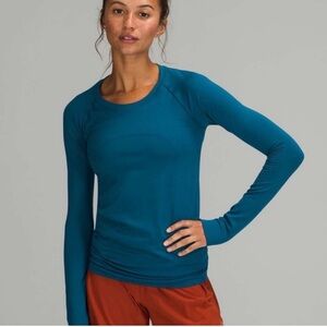 Lululemon Swiftly Tech 2.0 long sleeve athletic shirt capri/capture blue size 4